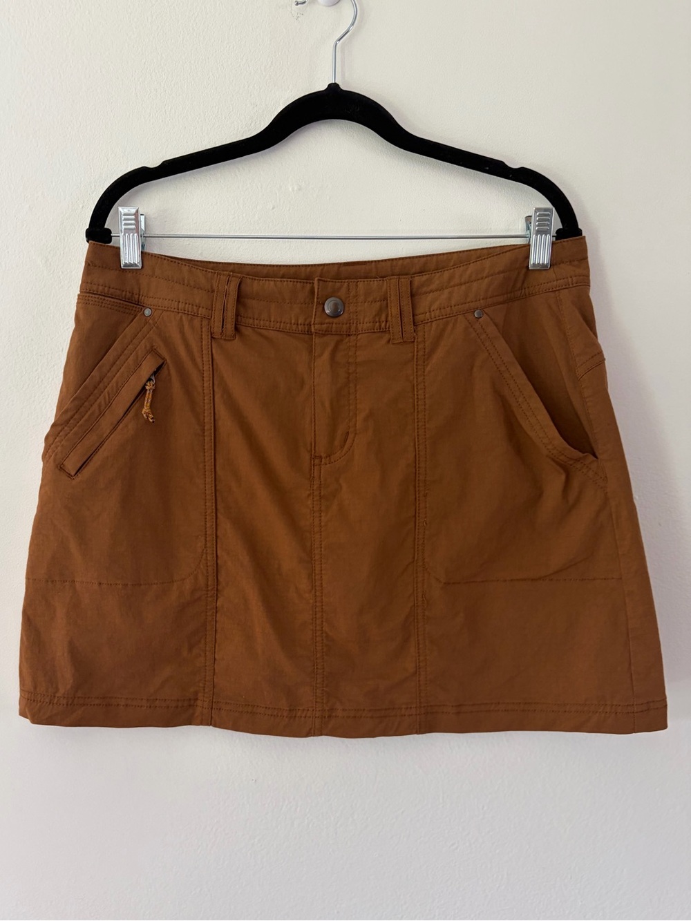 Title Nine Big B Hiking Skort Brown Ripstop Built-In Shorts Size 10